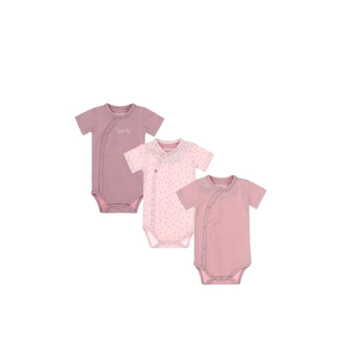 Dirkje baby romper - set van 3 roze Meisjes Biologisch katoen Overslagkraag