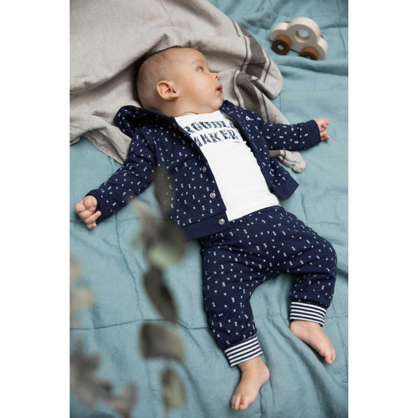 Bloemlezing Normalisatie fluweel Dirkje baby vest met biologisch katoen donkerblauw/wit | kleertjes.com