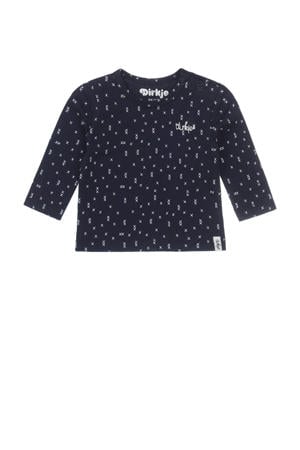 baby longsleeve met katoen donkerblauw/wit