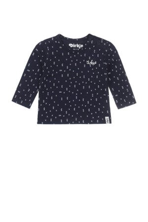 baby longsleeve met katoen donkerblauw/wit