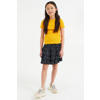 WE Fashion ribgebreid T-shirt met borduursels oker geel