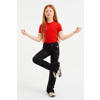 WE Fashion ribgebreid T-shirt met borduursels rood