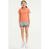 WE Fashion ribgebreid T-shirt met borduursels roze
