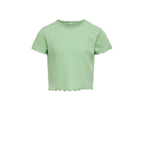 KIDS ONLY ribgebreide top KONNELLA lichtgroen T-shirt Meisjes Polyester Ronde hals - 110/116