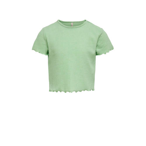 KIDS ONLY GIRL ribgebreide top KONNELLA lichtgroen T-shirt Meisjes Polyester Ronde hals