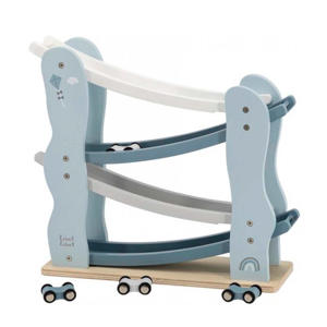 houten Auto glijbaan blauw