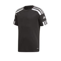 thumbnail: Zwart en witte jongens en meisjes adidas Performance junior voetbalshirt Squadra 21 van polyester met logo dessin, korte mouwen en ronde hals