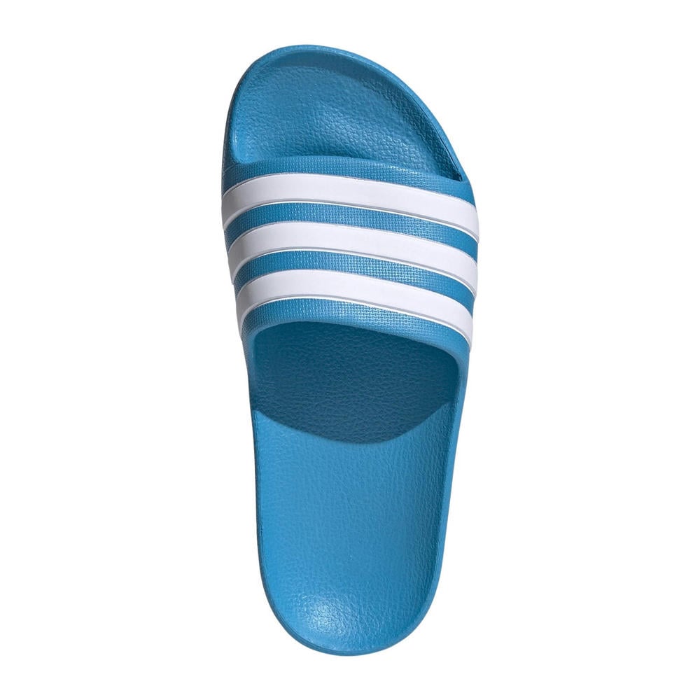 Blauw en witte jongens en meisjes adidas Performance Adilette Aqua badslippers van rubber met strepenprint