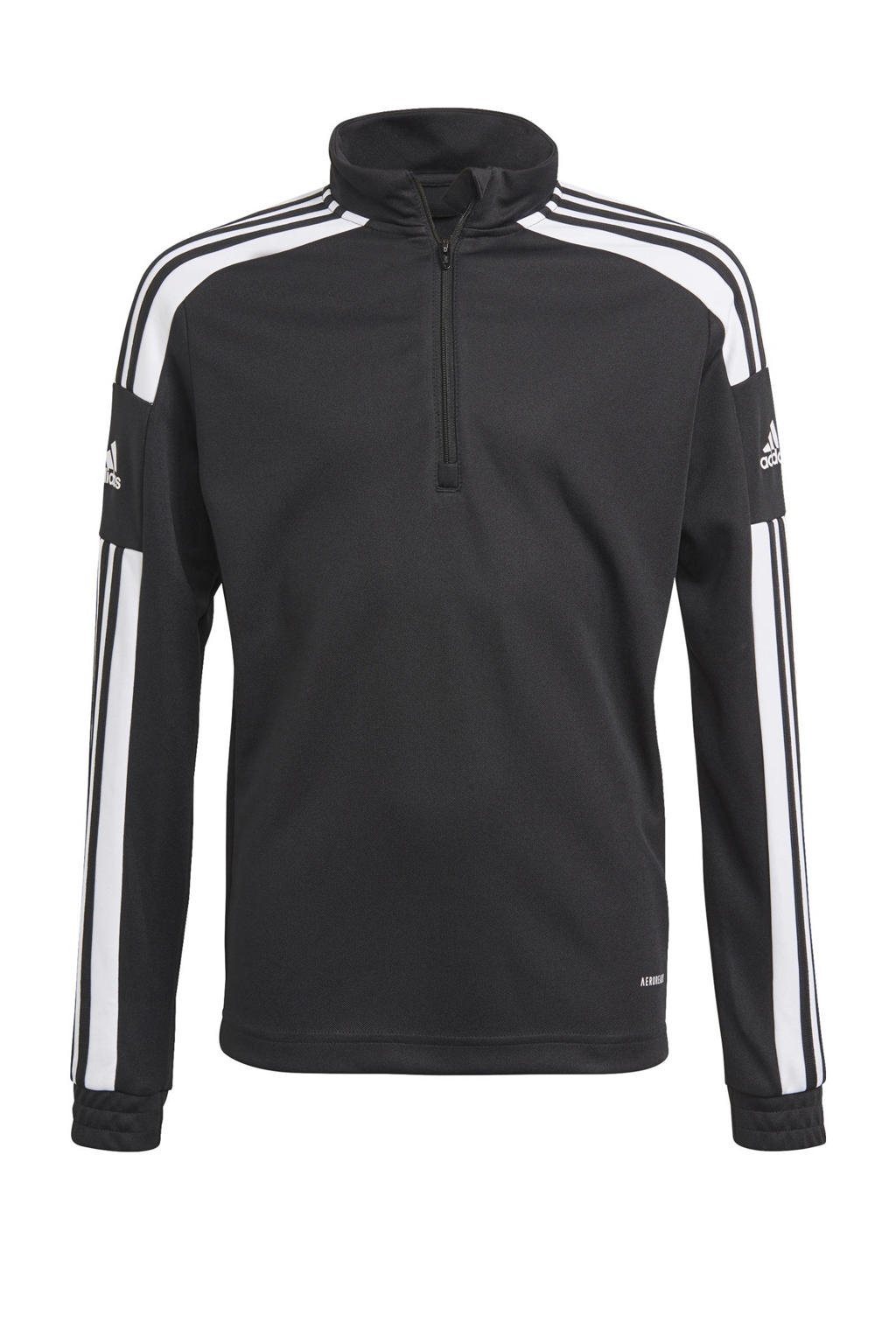 Zwart en witte jongens en meisjes adidas Performance Junior Squadra 21 voetbalsweater van polyester met lange mouwen en opstaande kraag