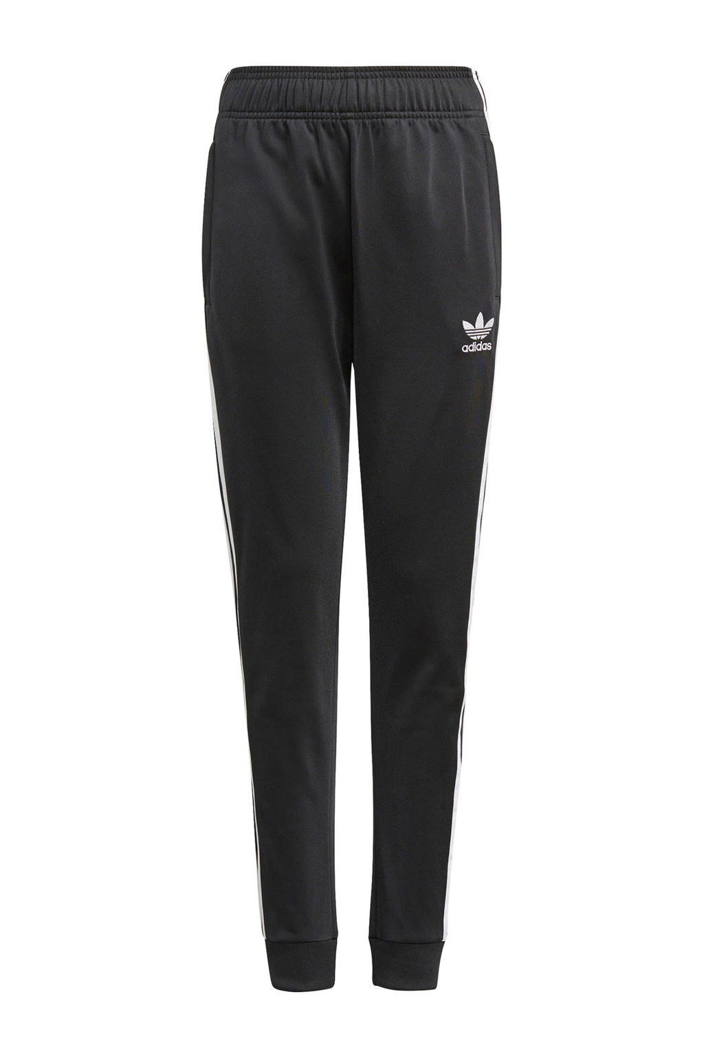 Zwart en witte jongens en meisjes adidas Originals Superstar regular fit joggingbroek van polyester met elastische tailleband met koord en logo dessin