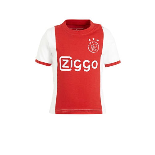 Ajax Ajax baby T-shirt met logo wit/rood Jongens Katoen Ronde hals Logo