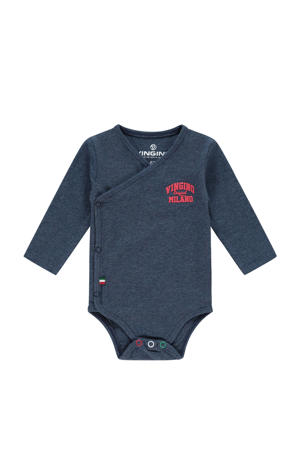 baby romper Pelle met overslag en printopdruk donkerblauw