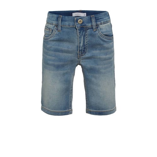NAME IT KIDS jeans short Theo met biologisch katoen light denim Denim short Blauw