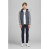JACK & JONES JUNIOR gewatteerde tussenjas JJEMULTI grijs melange/donkerblauw/oranje