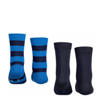 thumbnail: FALKE Happy Stripe sokken - set van 2 zwart/blauw