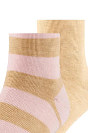thumbnail: FALKE Happy Stripe sokken - set van 2 lichtroze/beige