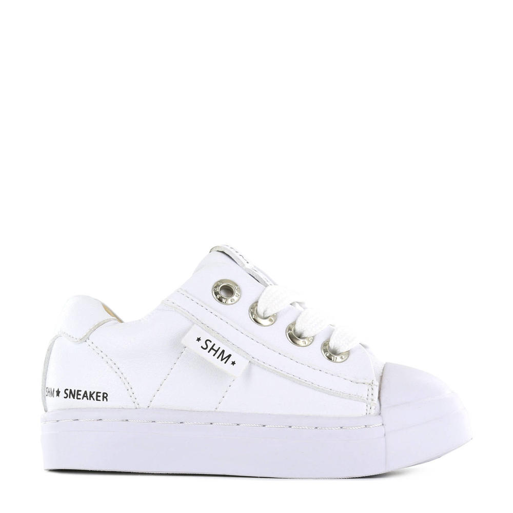 Witte jongens en meisjes Shoesme SH21S001-J leren sneakers van leer/voering: leer met rits- en vetersluiting en effen