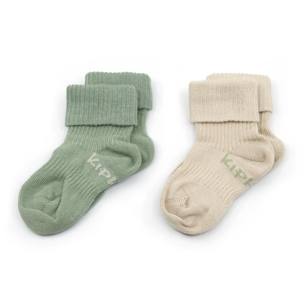 KipKep bio-katoen blijf-sokken 0-12 maanden - set van 2 calming green