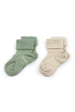 bio-katoen blijf-sokken 0-12 maanden - set van 2 calming green