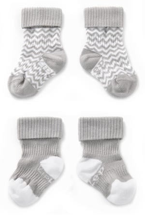 blijf-sokken 0-12 maanden - set van 2 grijs/wit