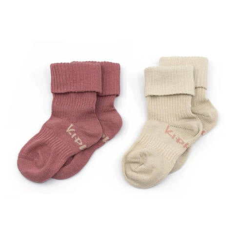 KipKep bio-katoen blijf-sokken 0-12 maanden - set van 2 Dusty Clay Roze Meisjes Biologisch katoen