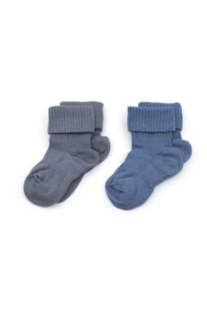 bio-katoen blijf-sokken 0-12 maanden - set van 2 Denim Blue