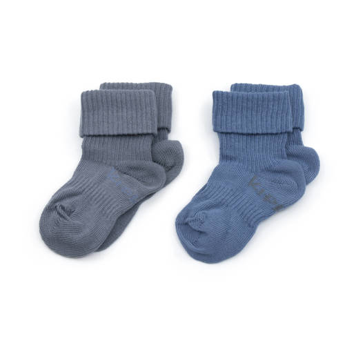 KipKep bio-katoen blijf-sokken 0-12 maanden - set van 2 Denim Blue Blauw Jongens Biologisch katoen