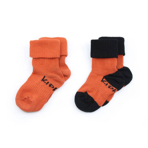KipKep blijf-sokken 0-12 maanden - set van 2 roest/zwart Oranje Jongens/Meisjes Katoen