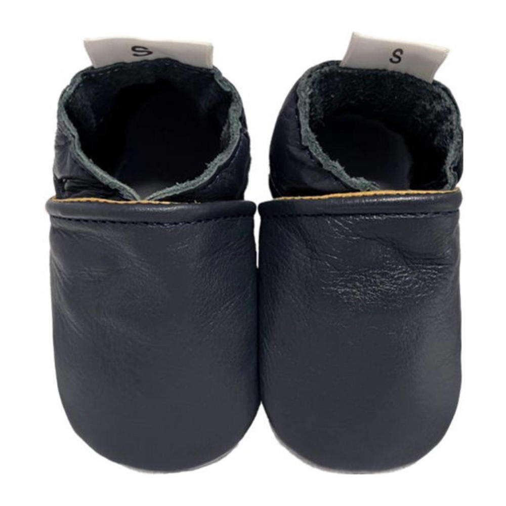 Antraciete jongens en meisjes Babysteps leren babyslofjes met effen