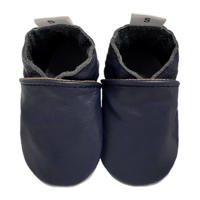 thumbnail: Blauwe jongens en meisjes Babysteps leren babyslofjes met effen