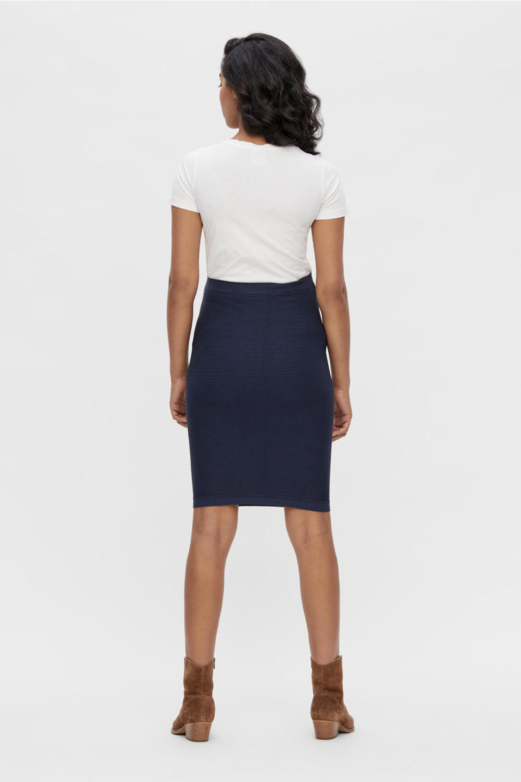Donkerblauwe dames MAMALICIOUS zwangerschapsrok van gerecycled polyamide met regular waist en elastische tailleband