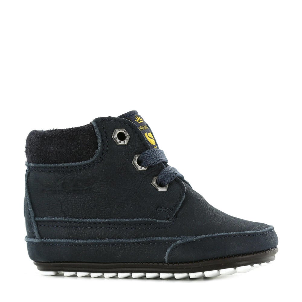 Donkerblauwe jongens en meisjes Shoesme BP20W034-B leren babyschoenen met veters
