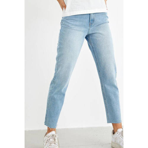 LMTD high waist mom jeans NLFRAVEN light denim Blauw Effen