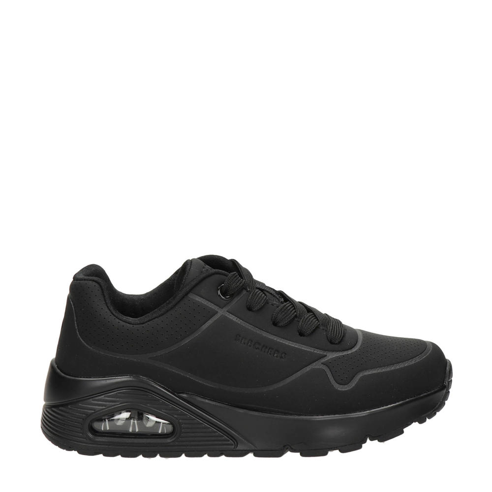 Zwarte jongens en meisjes Skechers Sketchers sneakers van imitatieleer met veters