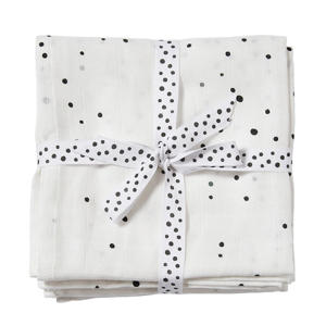 hydrofiele wikkeldekens 120x120 Dreamy dots (set van 2) Black/White