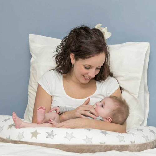 Snoozzz voedingskussen L Mini ster grijs -185 cm Wit