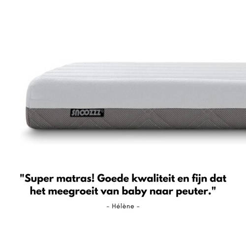 Snoozzz ledikant matras 60 x 120 cm Premium 2 in 1 incl wasbare anti allergie hoes Baby matras Wit