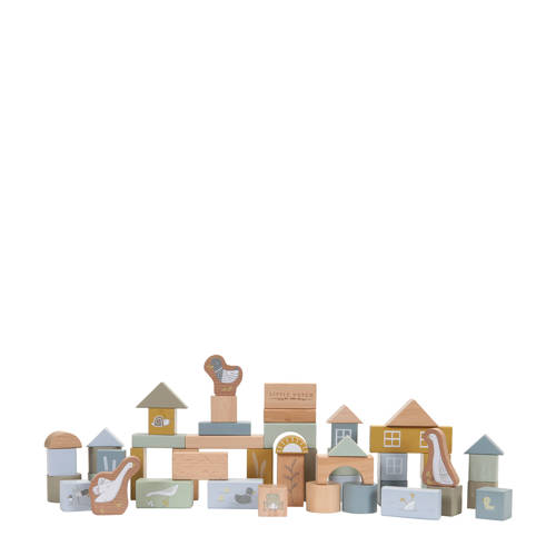 Little Dutch houten Bouwblokken blue Blauw | Blokken van