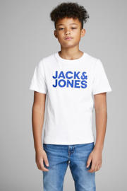 thumbnail: Witte jongens JACK & JONES JUNIOR T-shirt van katoen met logo dessin, korte mouwen en ronde hals