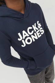 thumbnail: JACK & JONES JUNIOR hoodie JJECORP met logo donkerblauw/wit