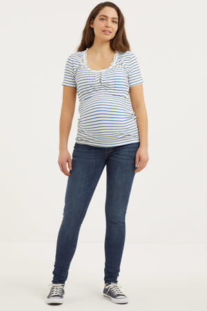 low waist skinny zwangerschapsjeans met katoen donkerblauw