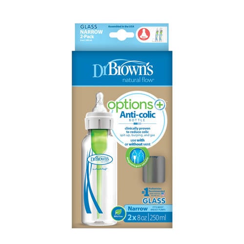 Dr. Brown's Options+ standaardfles glas 250 ml (2 stuks) Transparant