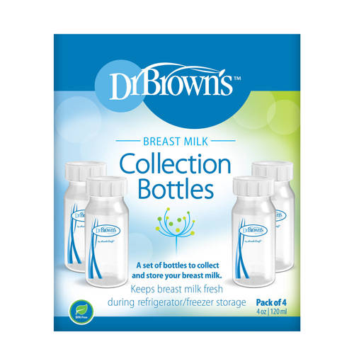 Dr. Brown's borstvoeding bewaarflesjes 120 ml smalle hals (4 stuks) Moedermelk bewaarzakjes flesjes