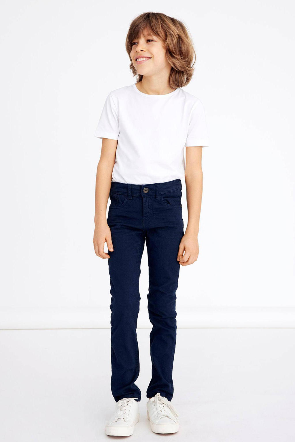 NAME IT KIDS slim fit broek NKMTHEO donkerblauw