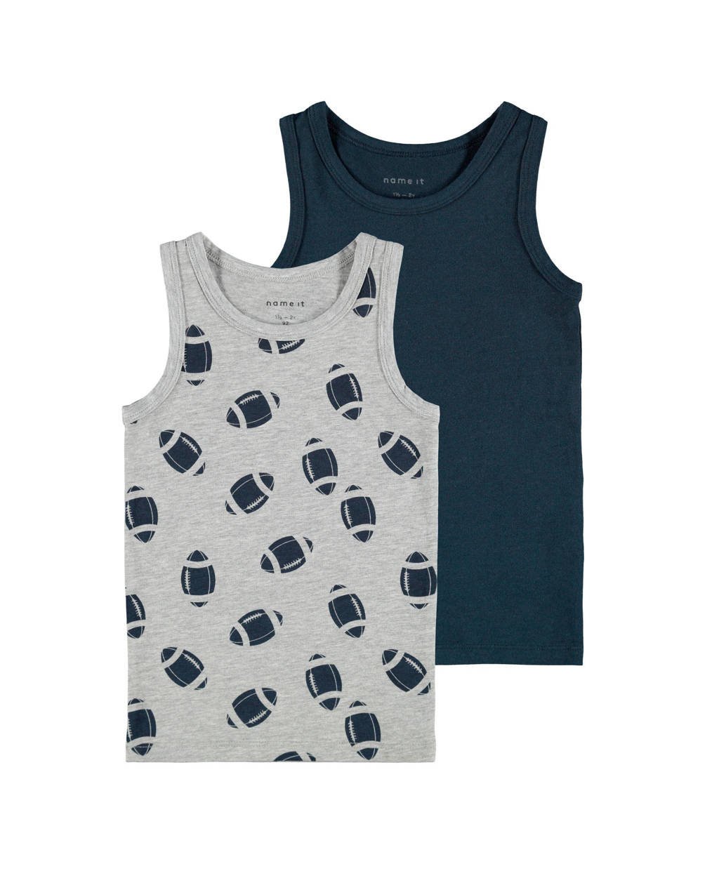 hemd - set van 2 grijs melange/donkerblauw
