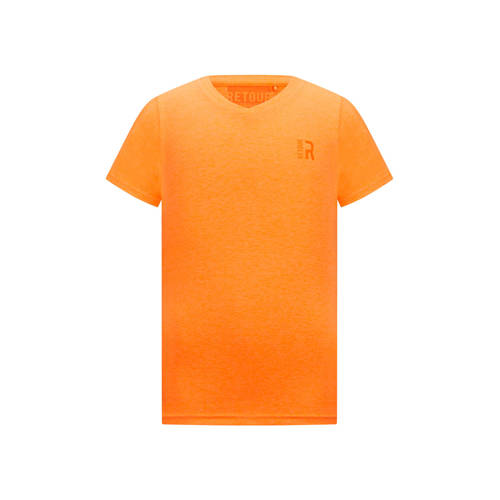 Retour Jeans basic T-shirt Sean neon oranje Jongens Stretchkatoen V-hals