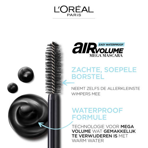 L'Oréal Paris Air Mega Volume waterproof mascara 01 Black Zwart