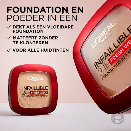 L'Oréal Paris Infaillible 24H Fresh Wear Foundation in a Powder foundation 220 Sand Make-up poeder Beige