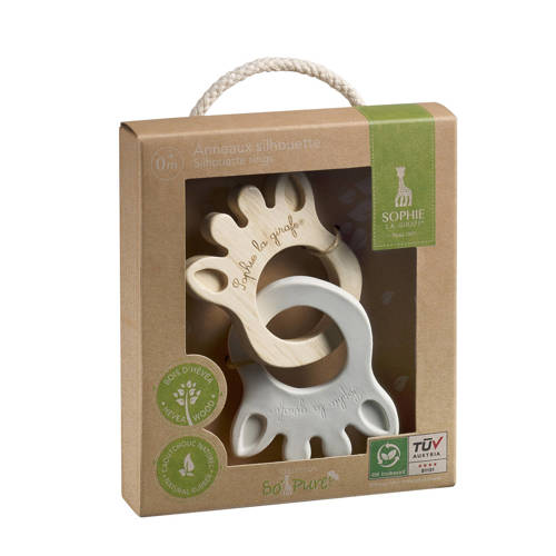 Sophie de Giraf bijtring silhouette So'Pure rubber en hout Wit