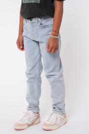 thumbnail: Light blue denim meisjes America Today tapered fit jeans Jadan van stretchdenim met regular waist, rits- en knoopsluiting en effen
